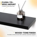 40 Inch Floating Shelves, 9.3" Deep Floating Shelf Wall Mounted, 40" Wall Shelves, Rustic Deep Bookshelf, Large Display Shelves & Storage Shelves for Bedroom, Living Room, Brown, Set of 2