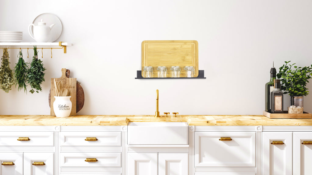 (2 pack) Hangman No Stud Floating Shelf - 24"- Black - Aluminum - Level and Hardware Included - No Drills or Anchors Needed