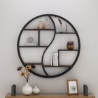 GDF Studio Circular Iron Floating Shelf, 6.50" x 34", Black
