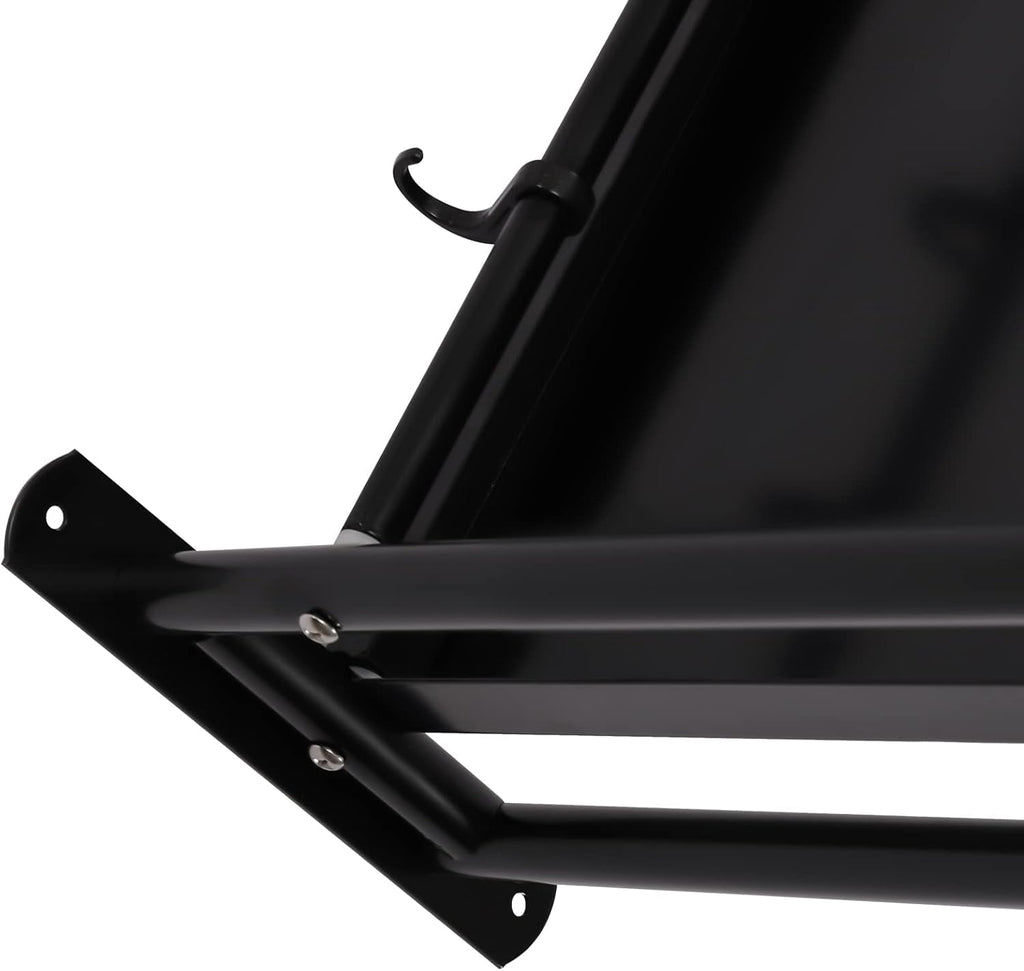 Miumaeov 20 x 15'' Carbon Steel Wall Shelf with 6 Hooks Wall Mounted Rack for Microwave or Household Grade Wall Mount Shelf with Fixing Kit Multifunctional Floating Shelves (Black)