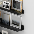 Floating Wall Shelves Set of 3, 36 inch Mounted Picture Ledge Shelf with Lip for Bathroom, Living Room, Kitchen, Black