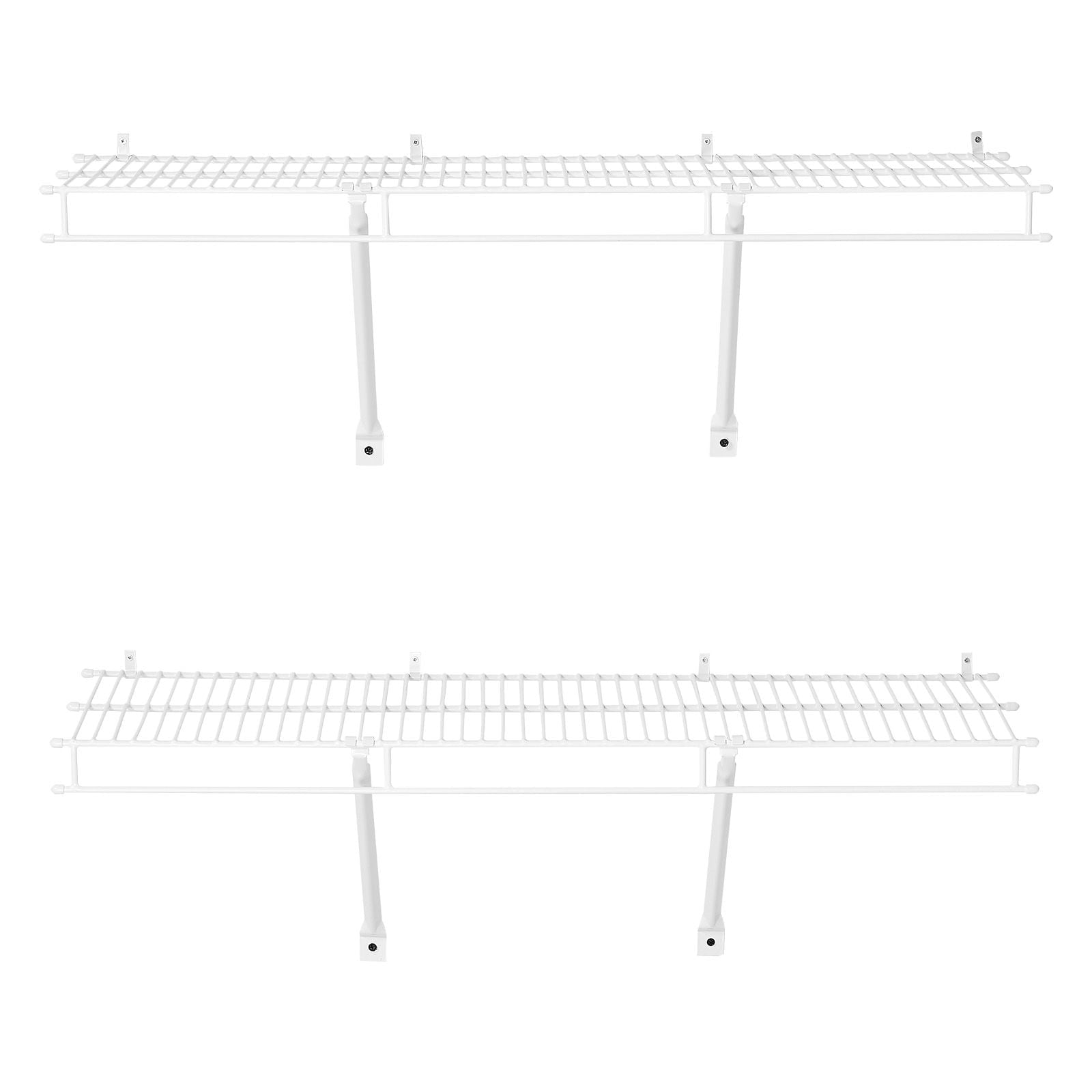 Set of 2 Wire Shelf Kit, 3 ft Wall Mounted Wire Shelves, Heavy-Duty Carbon Steel Hanging Shelf, Floating Wall Storage Shelves with Dip Coating, for Closet, Bedroom, Living Room, Office, Pantry