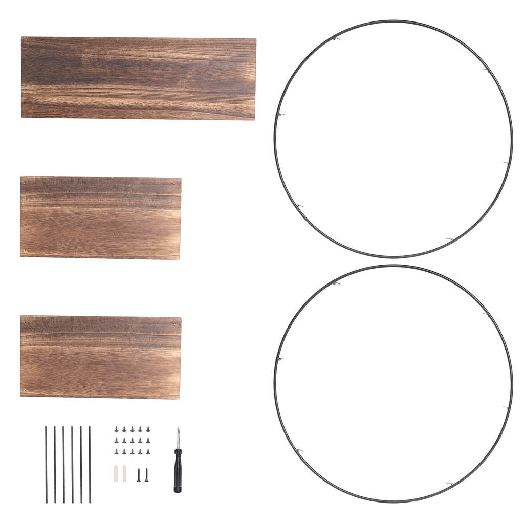 LUVODI 3 Tiers Round Wall Mounted Floating Shelf Wood Rustic for Bathroom Bedroom Living Room Decor