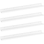 Floating Nursery Book Shelves for Wall Set of 4, 36 inch White Long Kids Bookshelf, Kids Room Bedroom Study Storage Display Organizer Decor