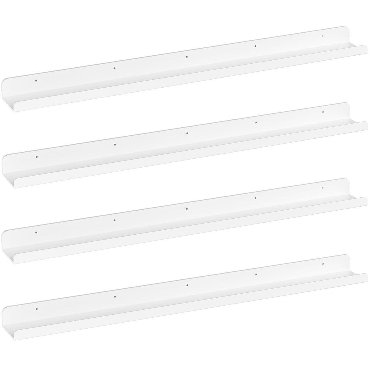 Floating Nursery Book Shelves for Wall Set of 4, 36 inch White Long Kids Bookshelf, Kids Room Bedroom Study Storage Display Organizer Decor