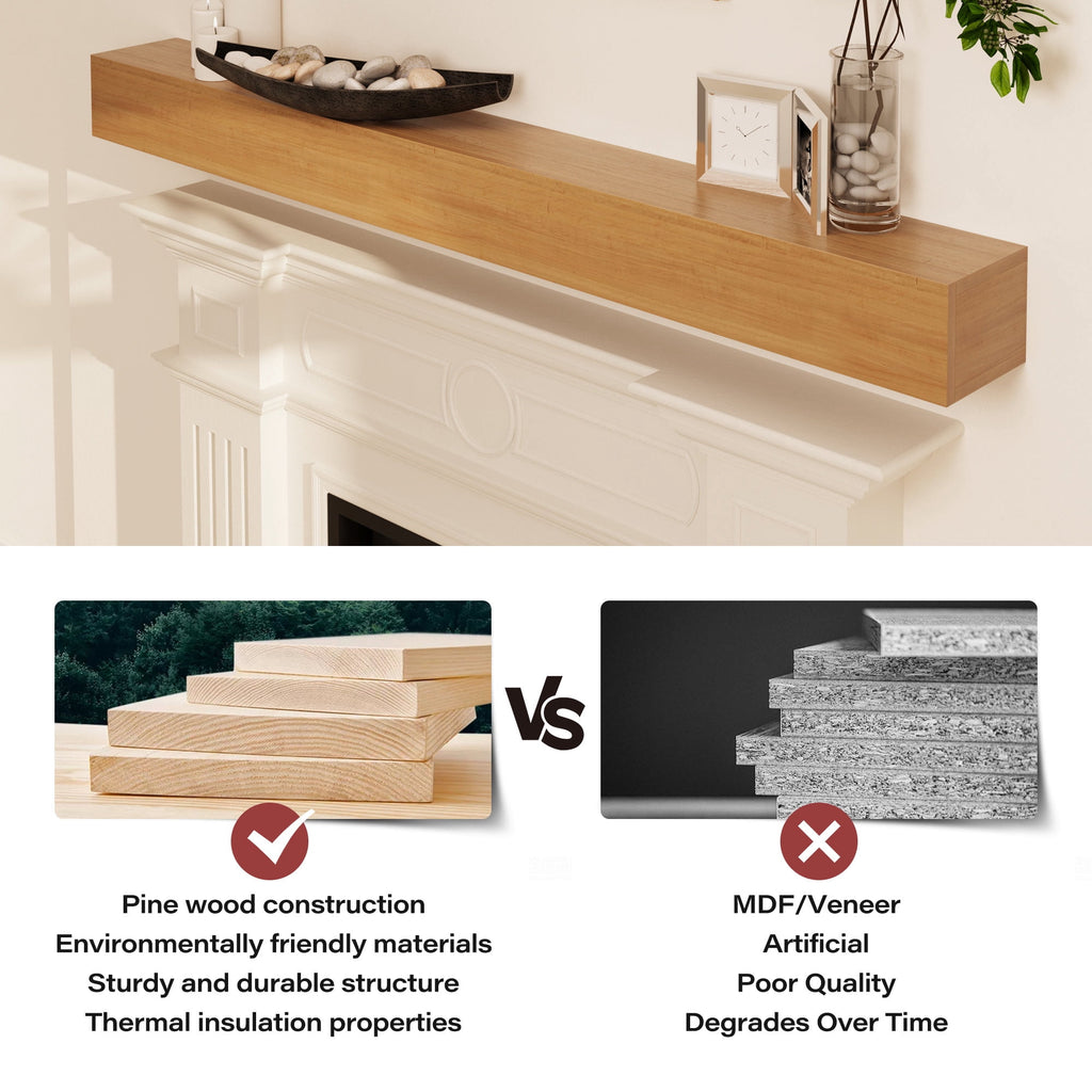LAUSAINT HOME 60 Inch Floating Fireplace Mantel Lausaint Home Wall Shelf with Hidden Brackets