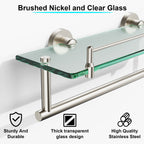 Woindo Bathroom Glass Shelf with Railing, Floating Tempered Glass Bathroom Wall Shelf Rectangle 16 Inch Over The Toilet Storage Cabinet, Gaming Floating Shelves, Bathroom Accessories and Home Decor