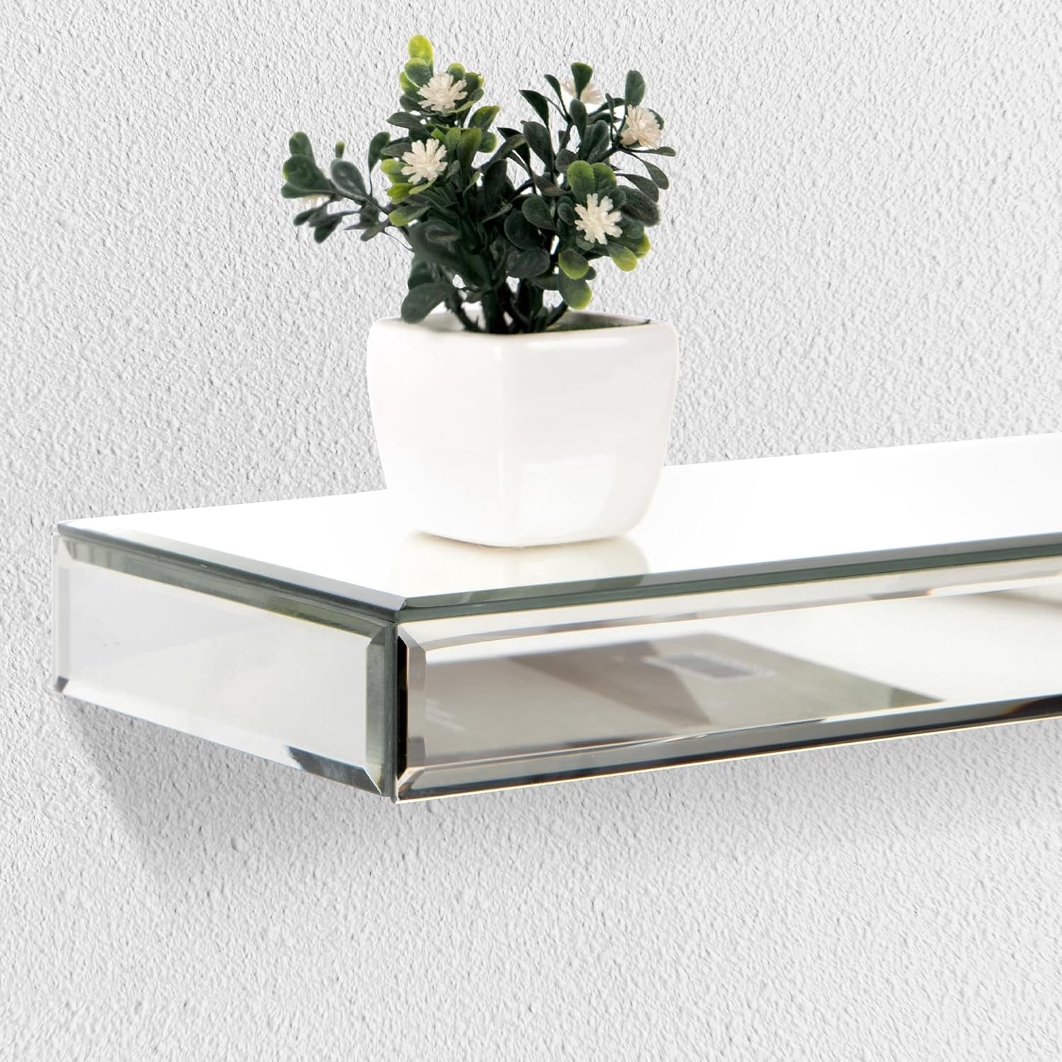 SHYFOY Mirrored Floating Shelves for Wall Set of 3 Glass Wall Shelves for Bathroom Decor, Wall Mounted Shelves for Living Room Kitchen