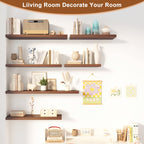 Dumekko Large Floating Shelves for Wall Set of 2 Wooden Wall Shelves 30 in x 12.75 in x 2 in Room Decor Long Shelf with Invisible Wall Mount Bracket for Bedroom, Kitchen, Living Room, Walnut