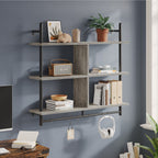 Bestier 41" Industrial Pipe Shelves Wall Mount, 3-Tier Floating Shelves for Kitchen Bedroom Bathroom in Grey