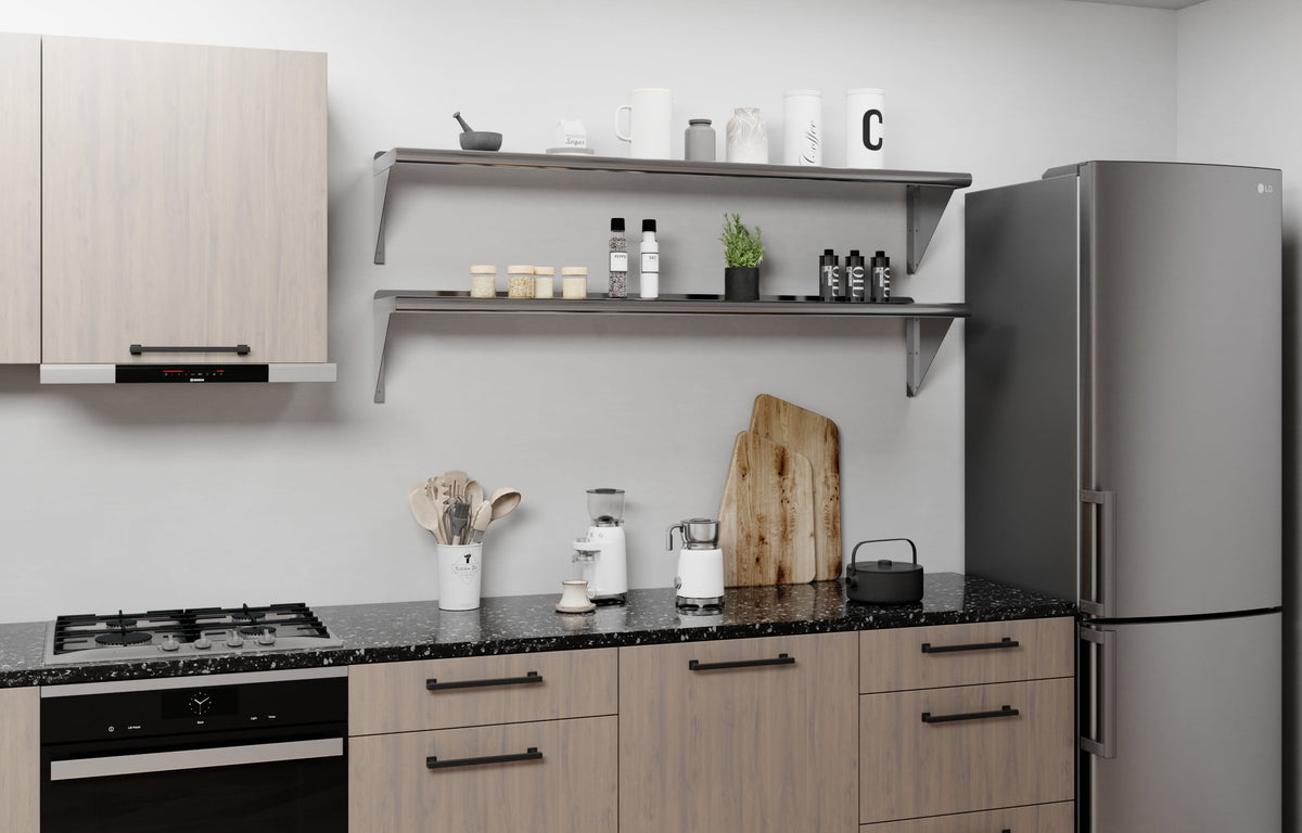 AmGood 12 in. x 60 in. Stainless Steel Wall Shelf | NSF Certified | Appliance & Equipment Metal Shelving | Kitchen, Restaurant, Garage, Laundry, Utility Room