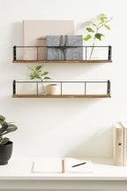 Kate and Laurel Benbrook 24 inch 2-Pack Wood and Metal Floating Wall Shelves, Rustic Brown and Black