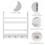 STAROUS 2-Tier Hanging Bookshelves for Wall Decor and Storage Floating Nursery Book Shelves with Hooks, Wall Mounted Baby Book Shelf