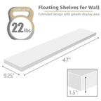 Sorbus Extra Long Floating Shelves – Set of 3 Wall-Mounted Shelves (48"x9") for Bedroom, Kitchen, Living Room, Bathroom – White Farmhouse Décor