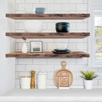 Sorbus Extra Long Floating Shelves – Set of 3 Wall-Mounted Shelves (48"x9") for Bedroom, Kitchen, Living Room, Bathroom – Mahogany Farmhouse Décor
