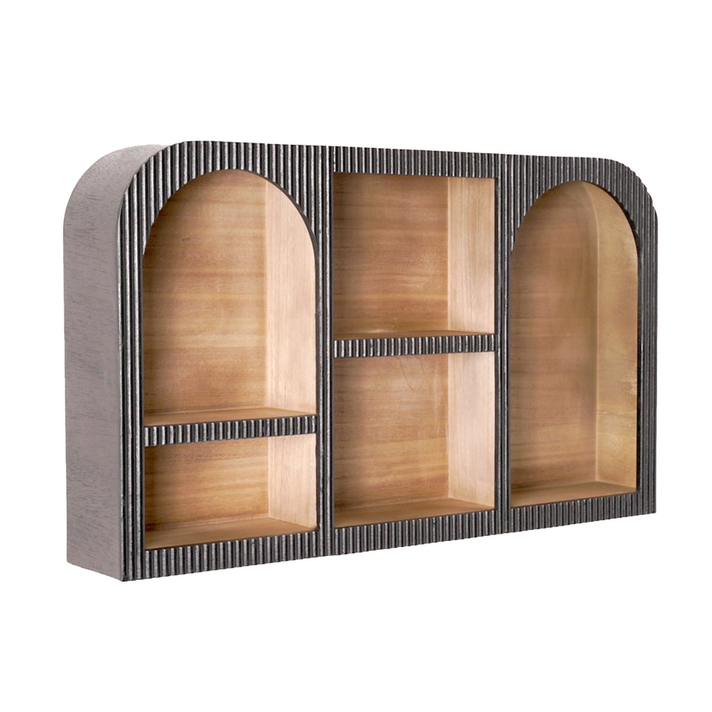 Beautiful Wooden Wall-Mounted Cubby Shelf, Black, 30.5 in x 18.25 in