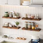 Fairy 15.8in Floating Shelves, Set of 6 Wood Shelves, Farmhouse Shelf Wall Decor, Brown