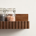 Kate and Laurel Furrow Modern Wood Photo Display Ledges, Set of 2, 24 Inches, Walnut Brown, Scalloped Floating Picture Ledge Shelf Set with Lip for Use as Nursery Book Shelves or Gallery Wall Decor