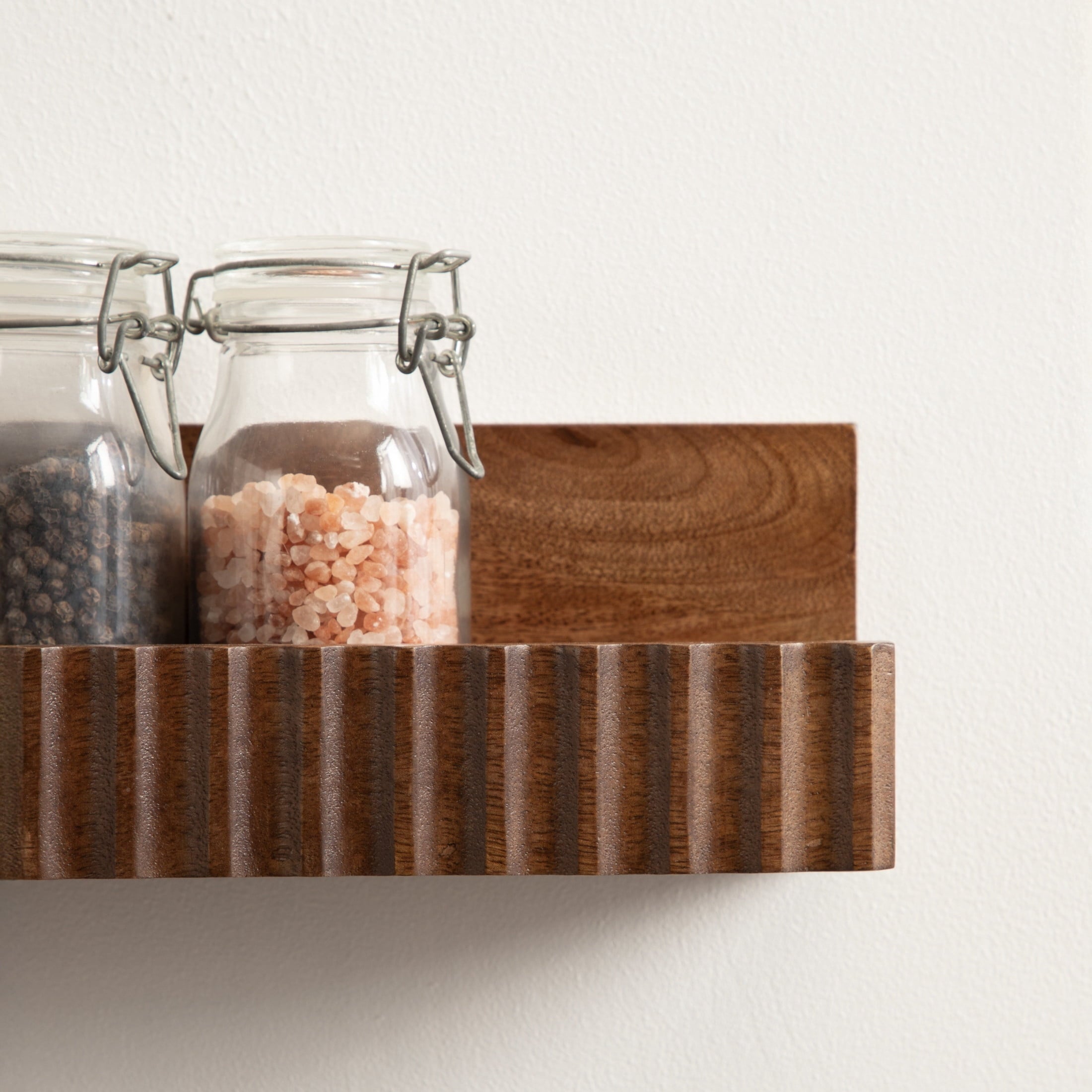Kate and Laurel Furrow Modern Wood Photo Display Ledges, Set of 2, 24 Inches, Walnut Brown, Scalloped Floating Picture Ledge Shelf Set with Lip for Use as Nursery Book Shelves or Gallery Wall Decor