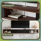 ​​FloatiCasa 78" Floating TV Stand Wall Mounted Floating TV Shelf for TVs up to 78" Entertainment Center with Sliding Doors & Cable Management