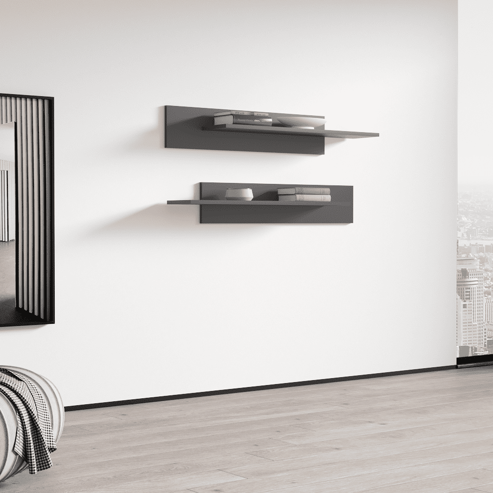 Fly Type-MX Wall Mounted Floating 2 Piece Shelf Set