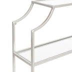 Kate and Laurel Ciel Modern Glam Wide Two-Tier Wall Shelf, 24 x 20, Silver, Tiered Bathroom Shelves for Over the Toilet Storage or Bedroom Makeup Organizer