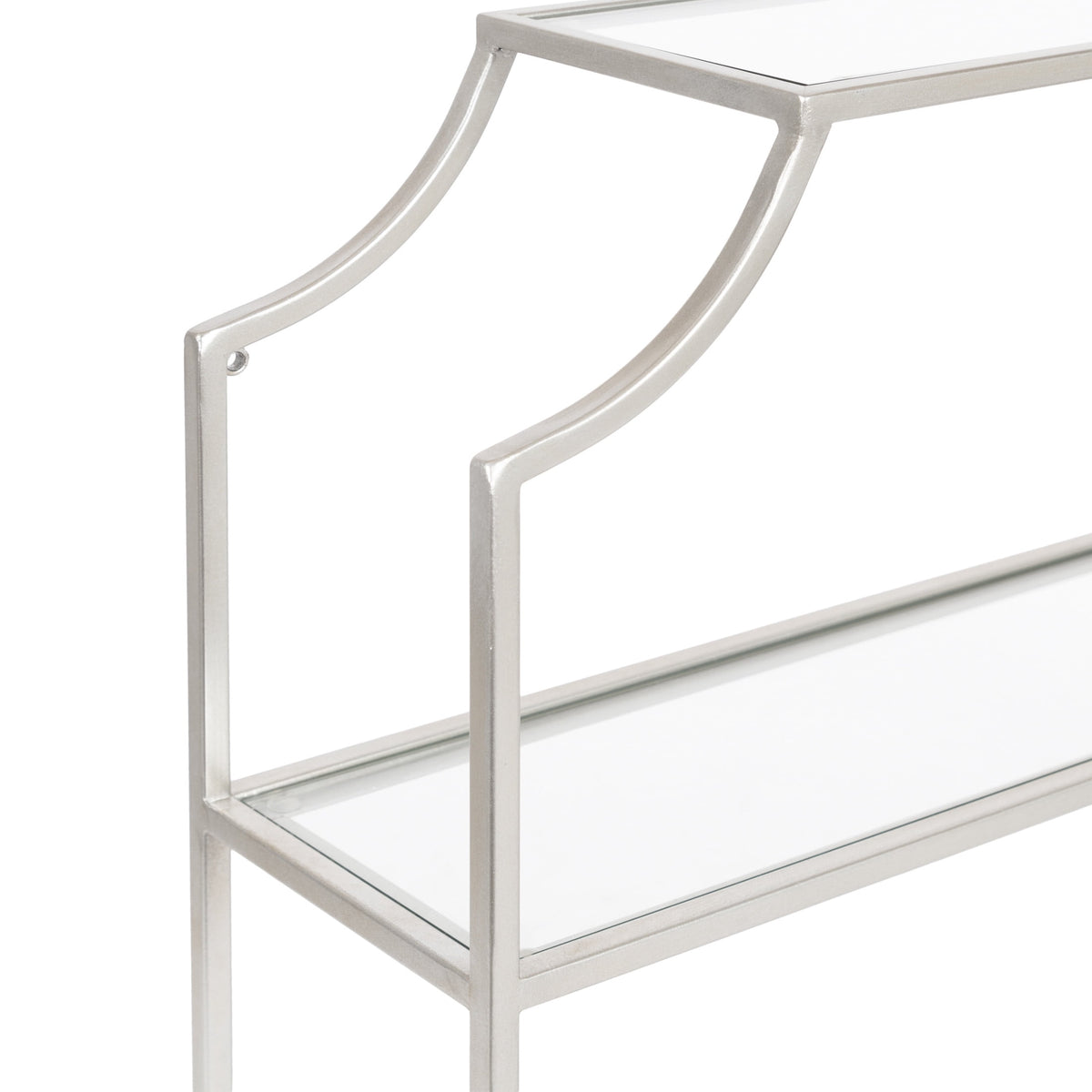 Kate and Laurel Ciel Modern Glam Wide Two-Tier Wall Shelf, 24 x 20, Silver, Tiered Bathroom Shelves for Over the Toilet Storage or Bedroom Makeup Organizer