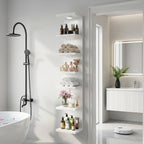 Fairy 7-Tier Wall Mounted Shelf Unit, White Floating Shelves with LED Lights, Home Decor Organizer and Display Rack