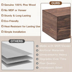 66 Inch Floating Fireplace Mantel Shelf, Handcrafted Solid Pine Wood Mantel with Invisible Heavy Duty Brackets, American Brown Wall Mounted Shelf for Over Fireplace Décor