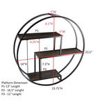Admired By Nature 23 Inches Round wall-mounted Iron hanging storage floating shelves, Black