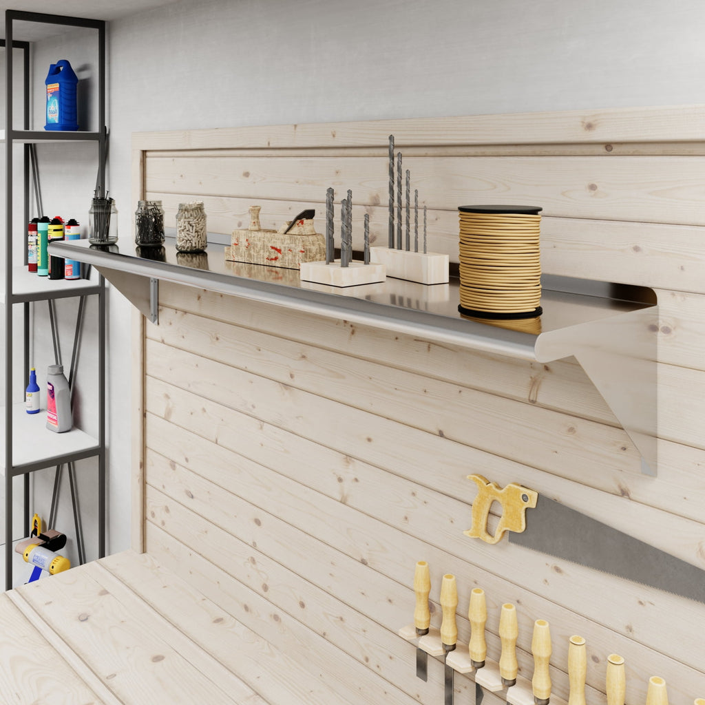 AmGood 12 in. x 60 in. Stainless Steel Wall Shelf | NSF Certified | Appliance & Equipment Metal Shelving | Kitchen, Restaurant, Garage, Laundry, Utility Room