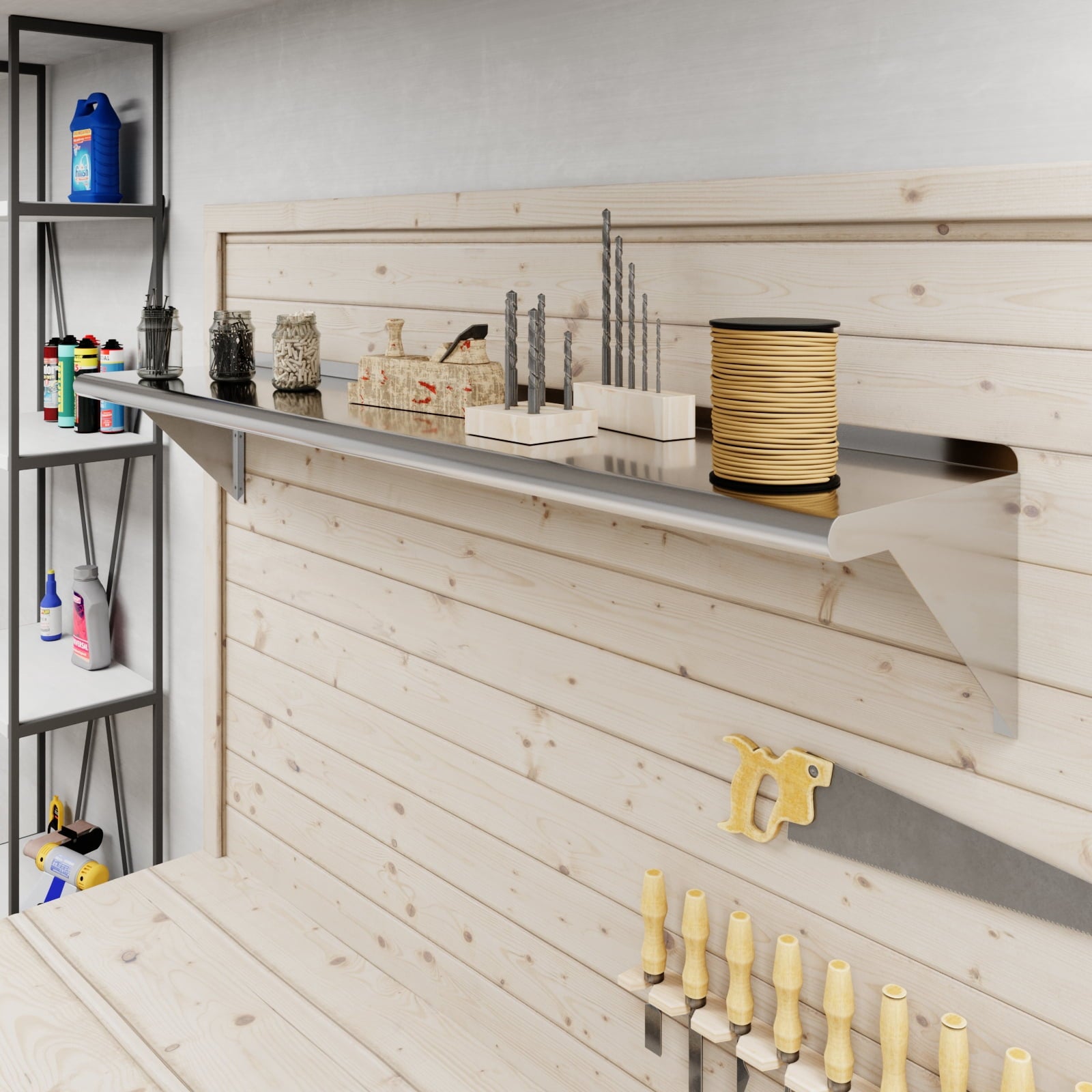 AmGood 12 in. x 60 in. Stainless Steel Wall Shelf | NSF Certified | Appliance & Equipment Metal Shelving | Kitchen, Restaurant, Garage, Laundry, Utility Room