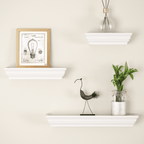 Ballucci Victorian Wall Ledge and Shelf, Wood Floating Wall Shelves Set, 12", 16", 24", Set of 3, White