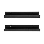 Kate and Laurel Furrow Modern Wood Photo Display Ledges, Set of 2, 24 Inches, Black, Scalloped Floating Picture Ledge Shelf Set with Lip for Use as Dorm Book Shelves or Gallery Wall Decor
