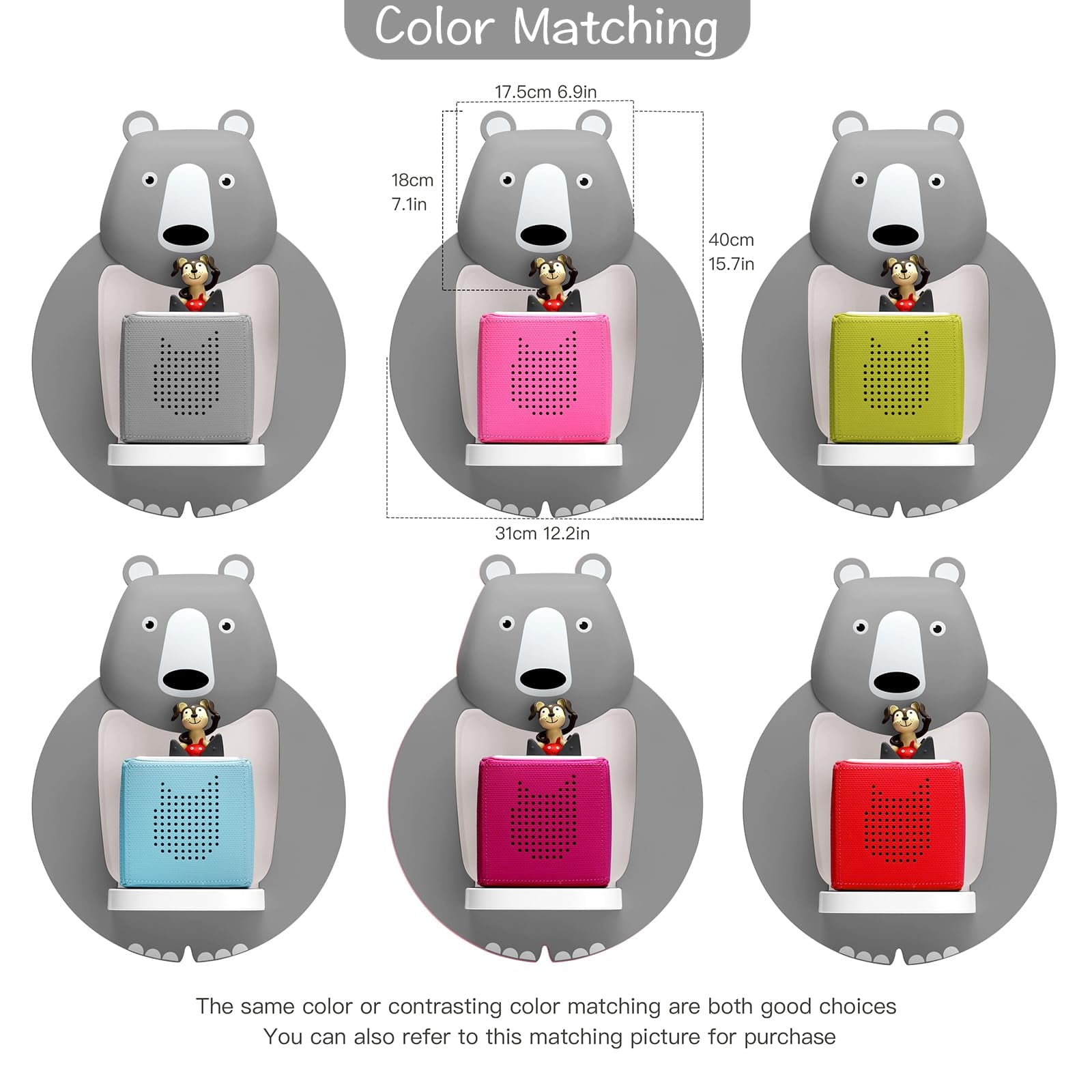 For Toniebox Creative Bear Children's Magnetic Floating Shelf and for Tonies for 30-48 Figures - Wall Shelf for The Music Box - for Playing and Collecting - for Children's Baby Rooms (Grey)