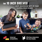 BrickMaster Displays 16 x 16-Inch 1-Tier Floating Shelves - Lego Display Shelf, Black 2-Pack