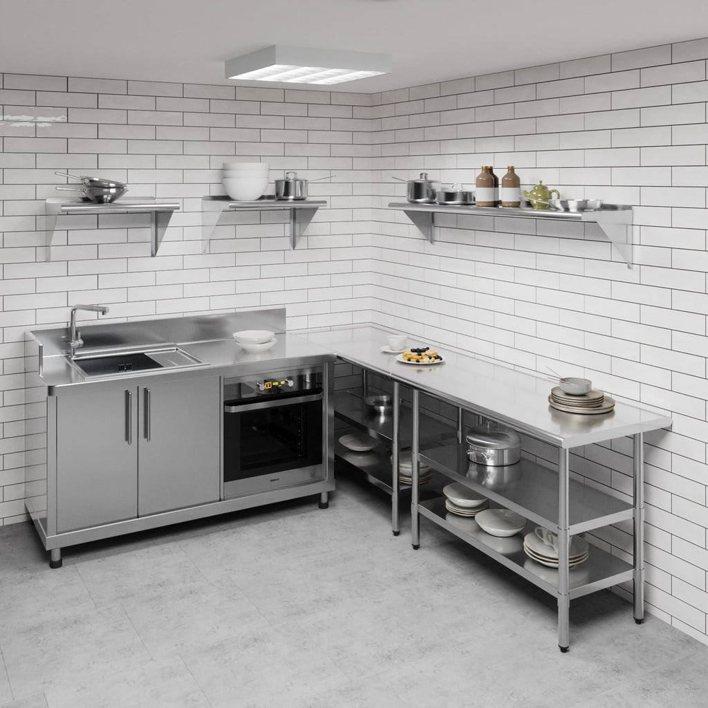AmGood 12 in. x 60 in. Stainless Steel Wall Shelf | NSF Certified | Appliance & Equipment Metal Shelving | Kitchen, Restaurant, Garage, Laundry, Utility Room