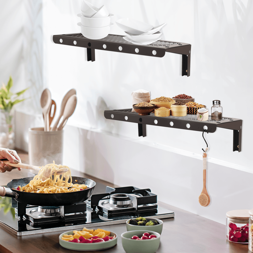 Sedesbon 10” x 24” Brown Floating Shelf -Tier Metal Floating Shelves (2 Count)