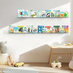 48 Inches Invisible Wall Floating Bookshelf for Kids and Nursery, Clear Acrylic Shelves for Figures, 16 Inch Stud Spacing Long Large Picture Ledge Shelf for Photo Frames, 2 Pack (5MM Thick)