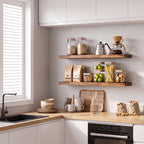 Fairy 4pcs Floating Shelves for Wall, 22.5in Bathroom Kitchen Shelves for Farmhouse Decor, Rustic Brown
