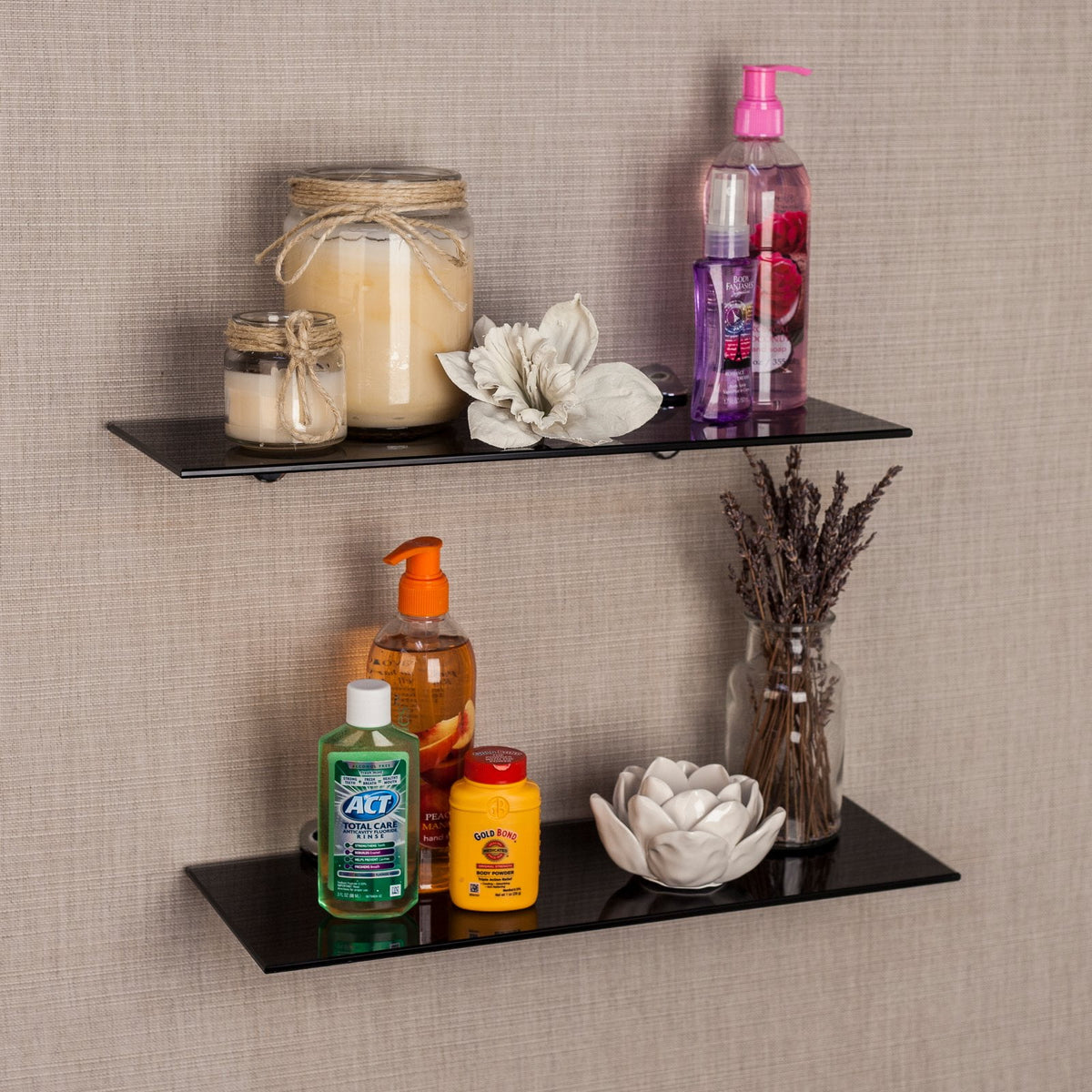 Danya B Glass Floating Shelves - Set of 2