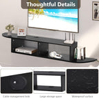 Floating TV Stand, 55" Floating TV Shelf with Storage, Floating Entertainment Center Wall Shelf for Living Room, Floating Shelf for Under TV, Bedroom, Walnu