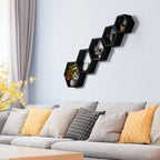 Hexagon Floating Shelves 5 Different Sizes Honeycomb Shelves for Wall, Black