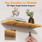 Seasonwood Rustic Farmhouse Floating Wall Shelf, 24 inch Live Edge Pine Wood Wall Mounted Shelf for Bathroom Living Room Bedroom Kitchen, Natural, 2pcs