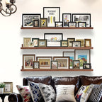 48 Inch Long Floating Shelves Wall Mounted Light Walnut Narrow Photo Picture Ledge Shelves Set of 3 Nursery Book Shelves Photo Frames Display Shelves Kitchen Spice Rack
