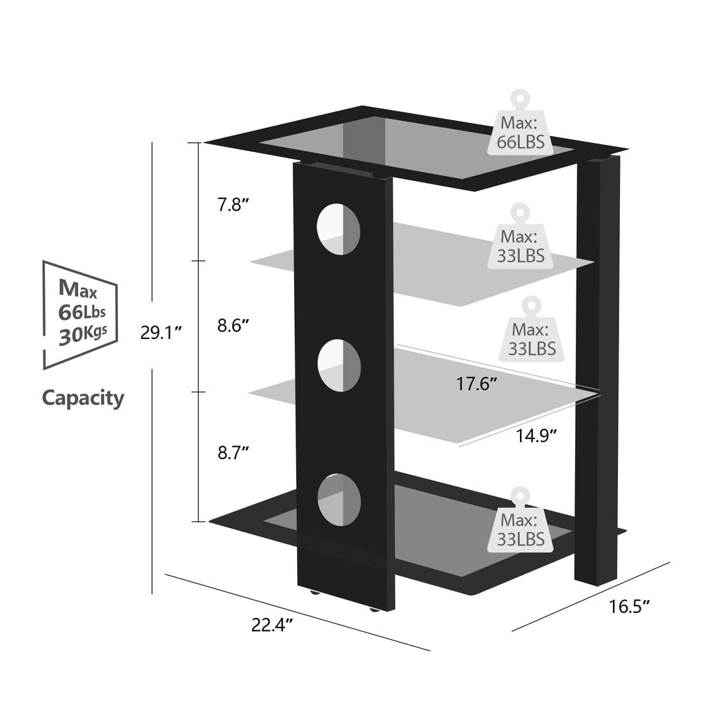 FITUEYES Metal Floating Shelves, 23.6" x 17.9", Black