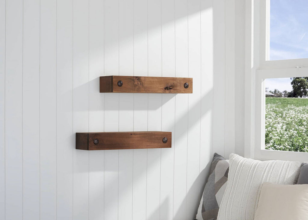 DRAKESTONE Farmhouse Floating Shelf w/ Clavos, 2-Pack - Walnut
