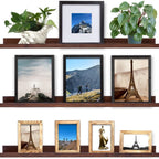 36 Inch Wood Floating Shelves Wall Mounted Deep Walnut Picture Ledge Shelf Nursery Book Shelves for Home Decor for Bedrooms, Office, Living Room, Kitchen, 3 Same Sizes