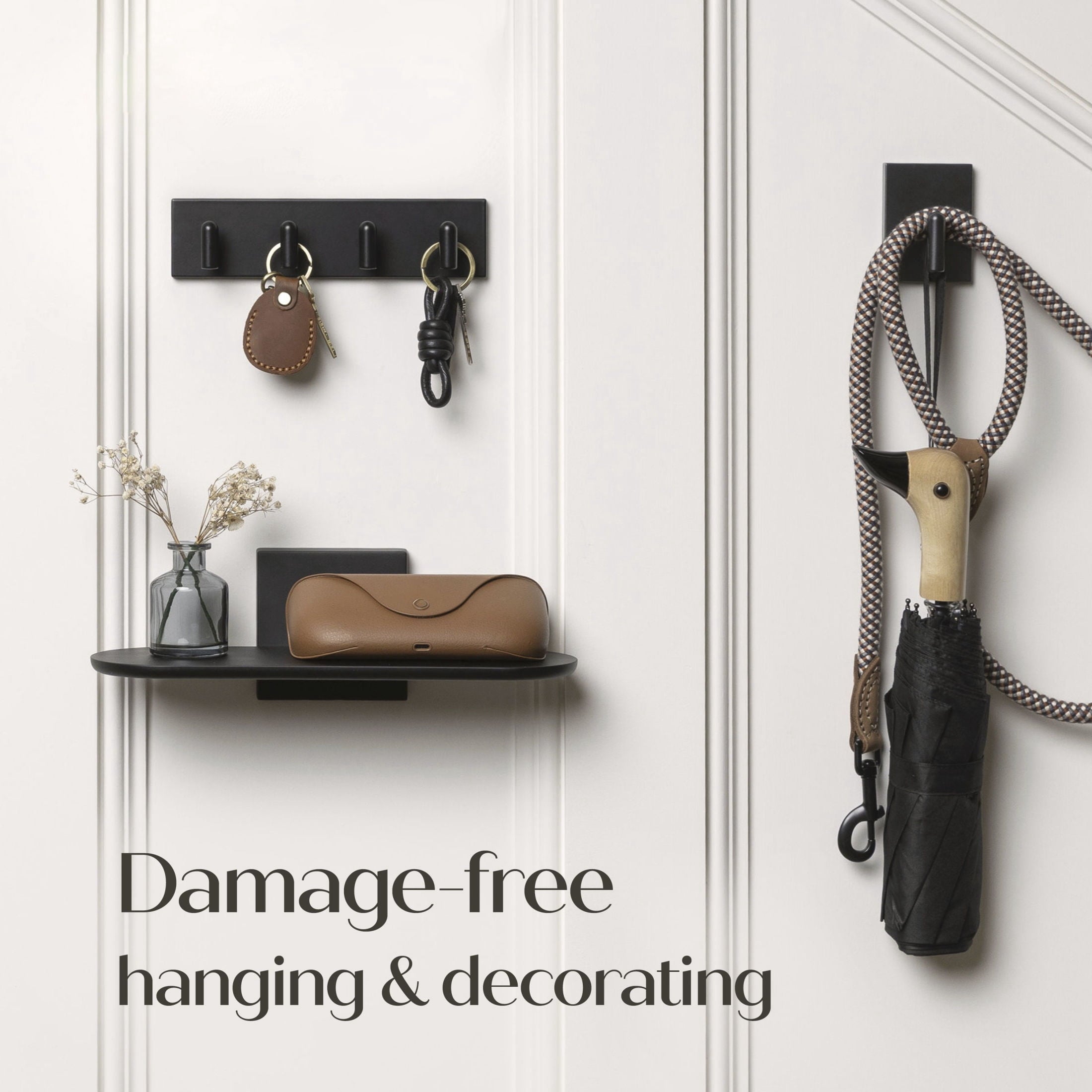 Command Decor Metal Wall Shelf, Matte Black, Holds 5 lbs, 1 Shelf, 8 Large Adhesive Strips