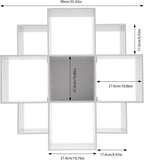 Wall Mounted Book Shelf Modern 3-Tier Floating Shelf Bookcase with 9 Compartments Wall Storage Shelves Floating Cube Shelf for Living Room Decoration Decor (White)